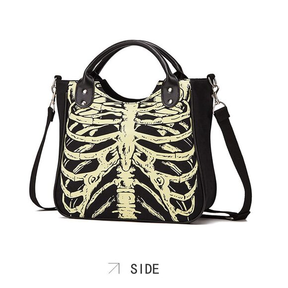 6715 Gothic Backpack Canvas Bag Luminous Fashion Skull Crossbody Printed main image 5